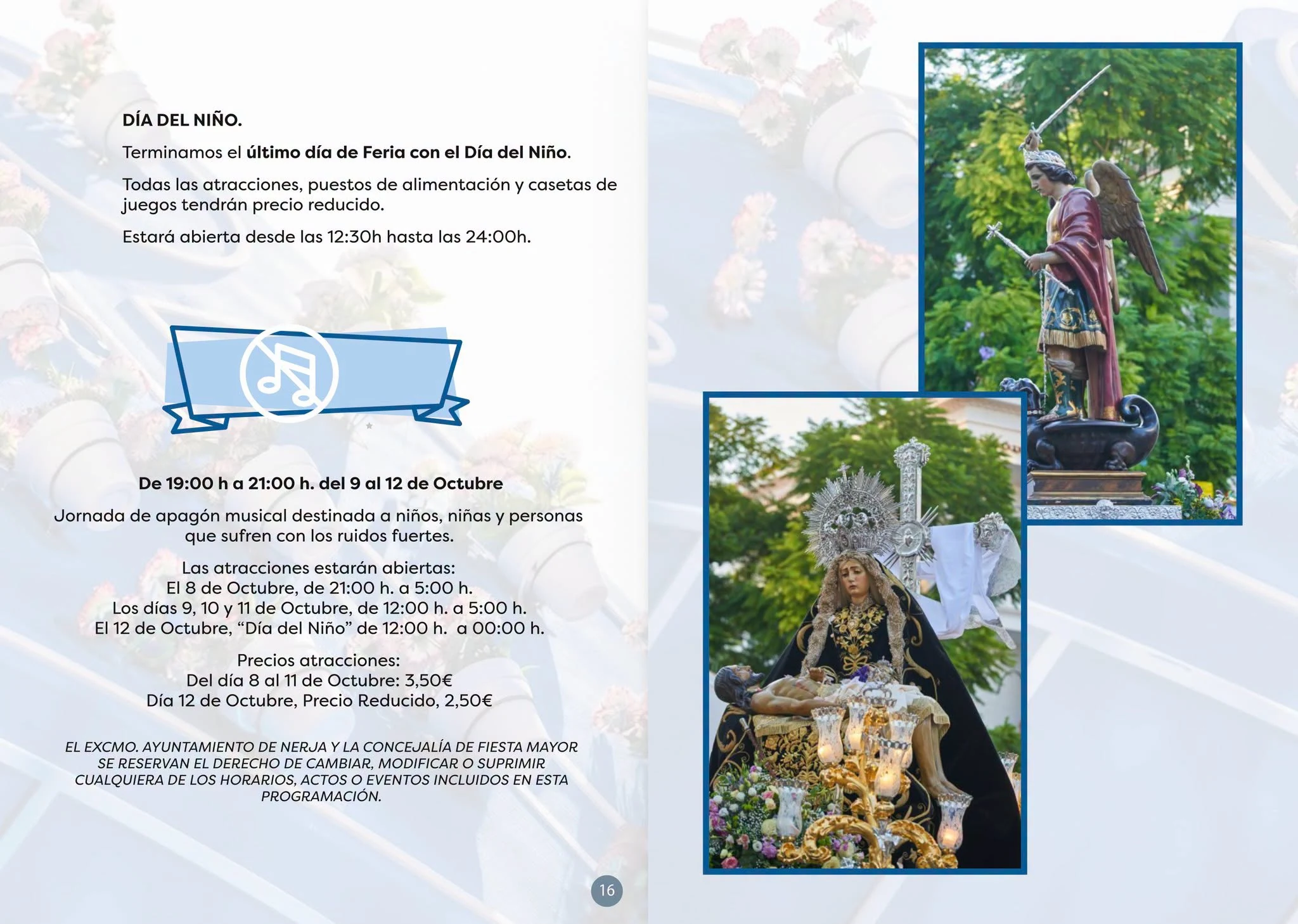 Día del Niño, precios y horarios de las atracciones de la Feria de Nerja 2026