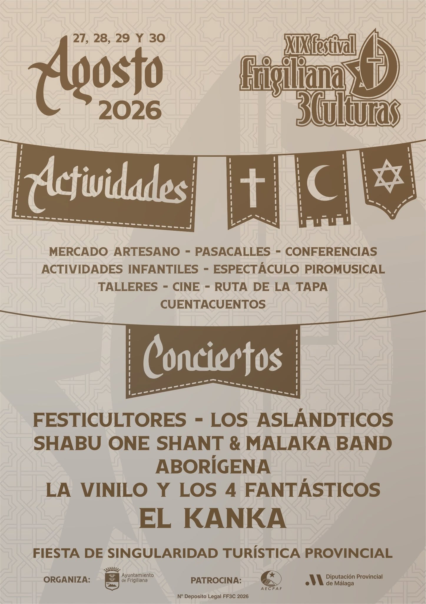 Cartel oficial XIX Festival Frigiliana 3 Culturas 2026